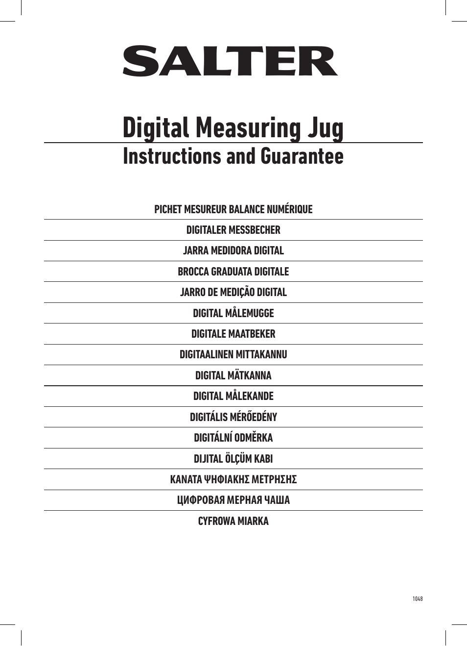 Salter 1048 HBBKDR Heston Blumenthal Precision Digital Measuring Jug User Manual | 20 pages