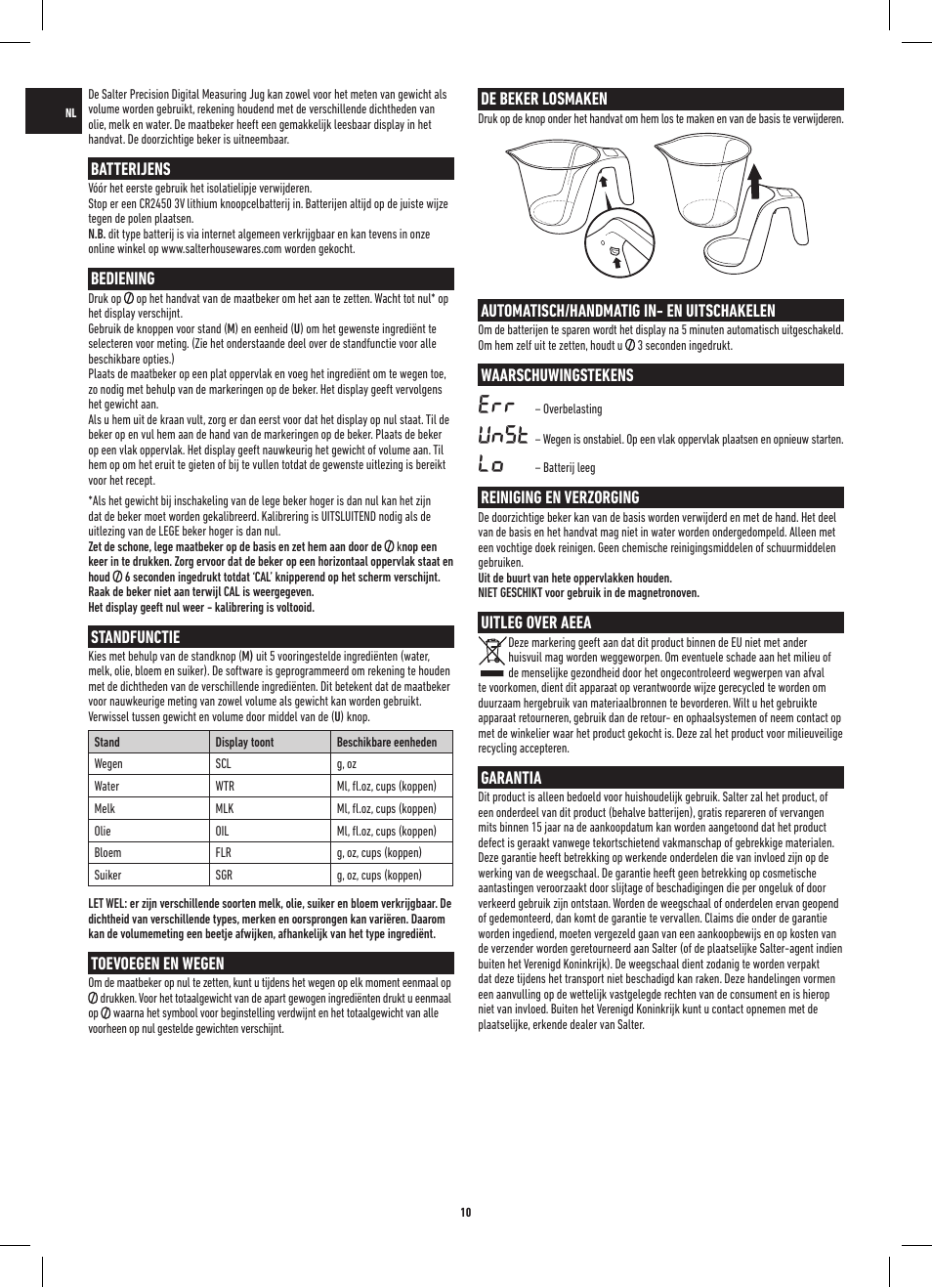 Unst | Salter 1048 HBBKDR Heston Blumenthal Precision Digital Measuring Jug User Manual | Page 10 / 20