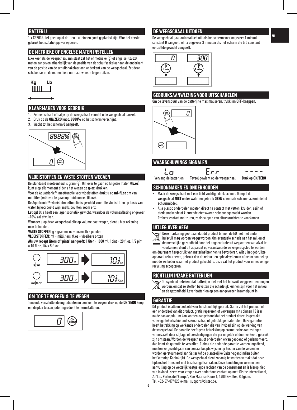 Lo err | Salter 3013 SSSVDR Aquatronic Stainless Steel Electronic Kitchen Scale User Manual | Page 9 / 20