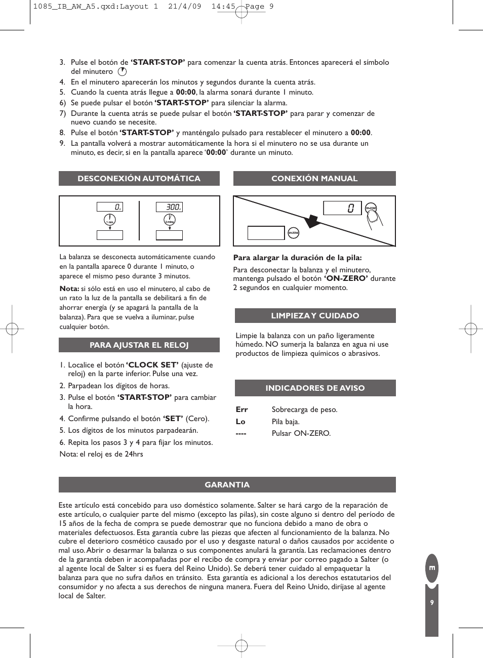 Salter 1085 BKDR MaxView Electronic Kitchen Scale User Manual | Page 9 / 24