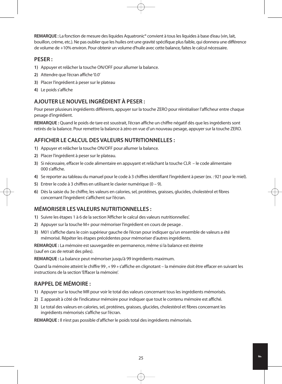 Salter 1406 SVDR Nutri-Weigh Slim Electronic Scale User Manual | Page 25 / 128