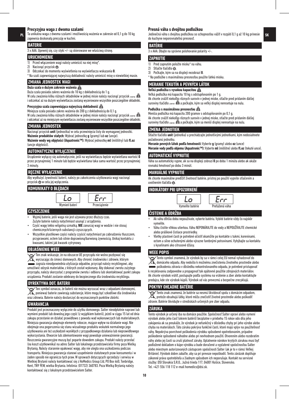 Salter 1049 HBBKDR Heston Blumenthal Dual Platform Precision Scale User Manual | Page 10 / 12