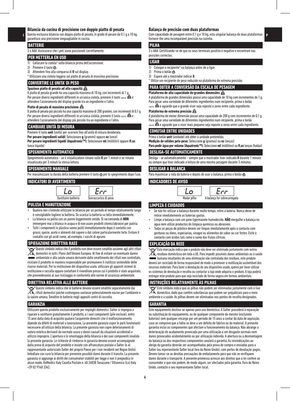 Salter 1049 HBBKDR Heston Blumenthal Dual Platform Precision Scale User Manual | Page 4 / 12