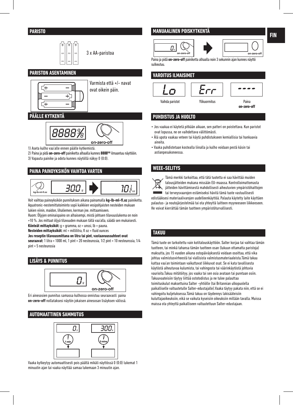 Salter 1060 WHDR Mix And Measure Electronic Scale User Manual | Page 11 / 19