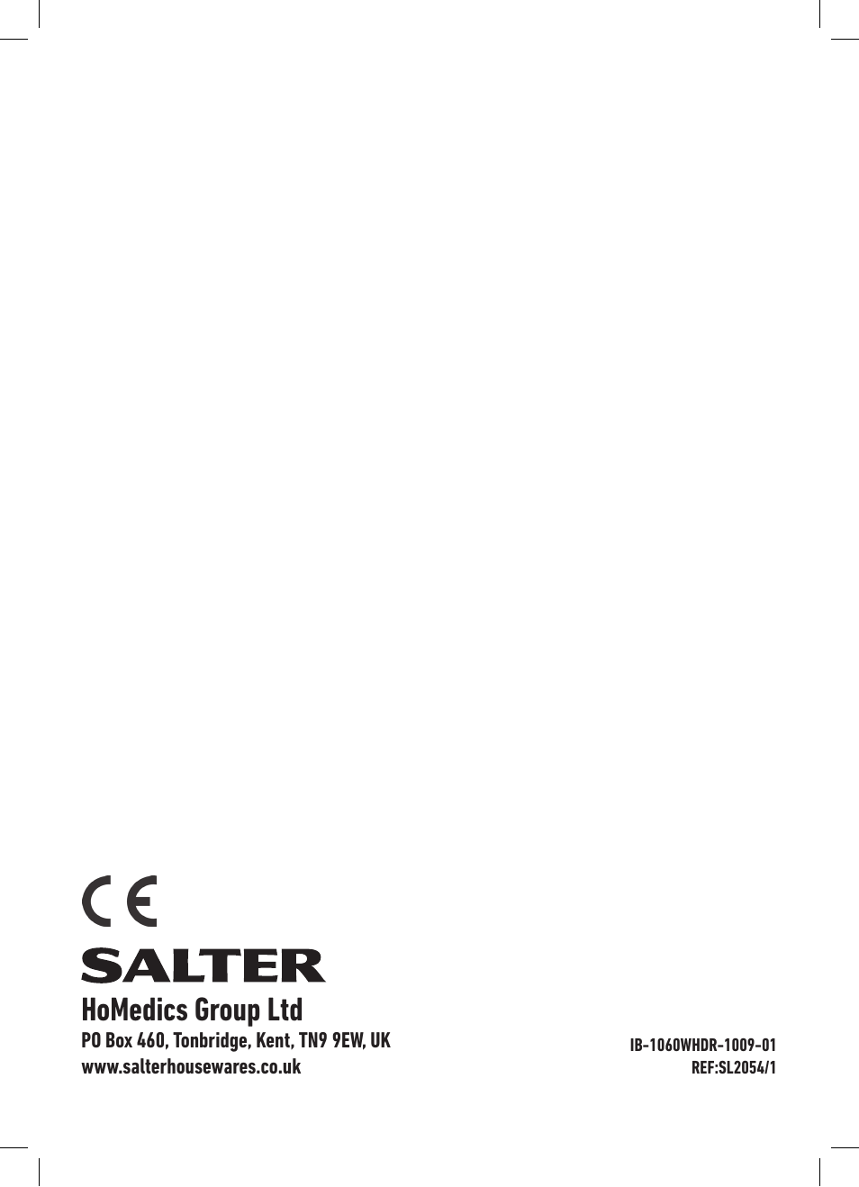 Homedics group ltd | Salter 1060 WHDR Mix And Measure Electronic Scale User Manual | Page 19 / 19