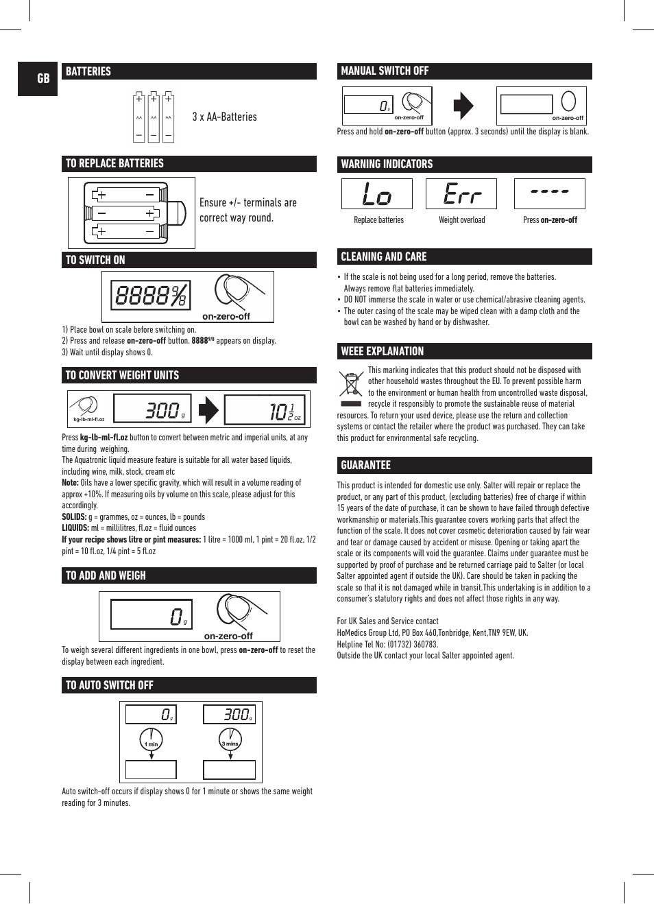 Salter 1060 WHDR Mix And Measure Electronic Scale User Manual | Page 2 / 19