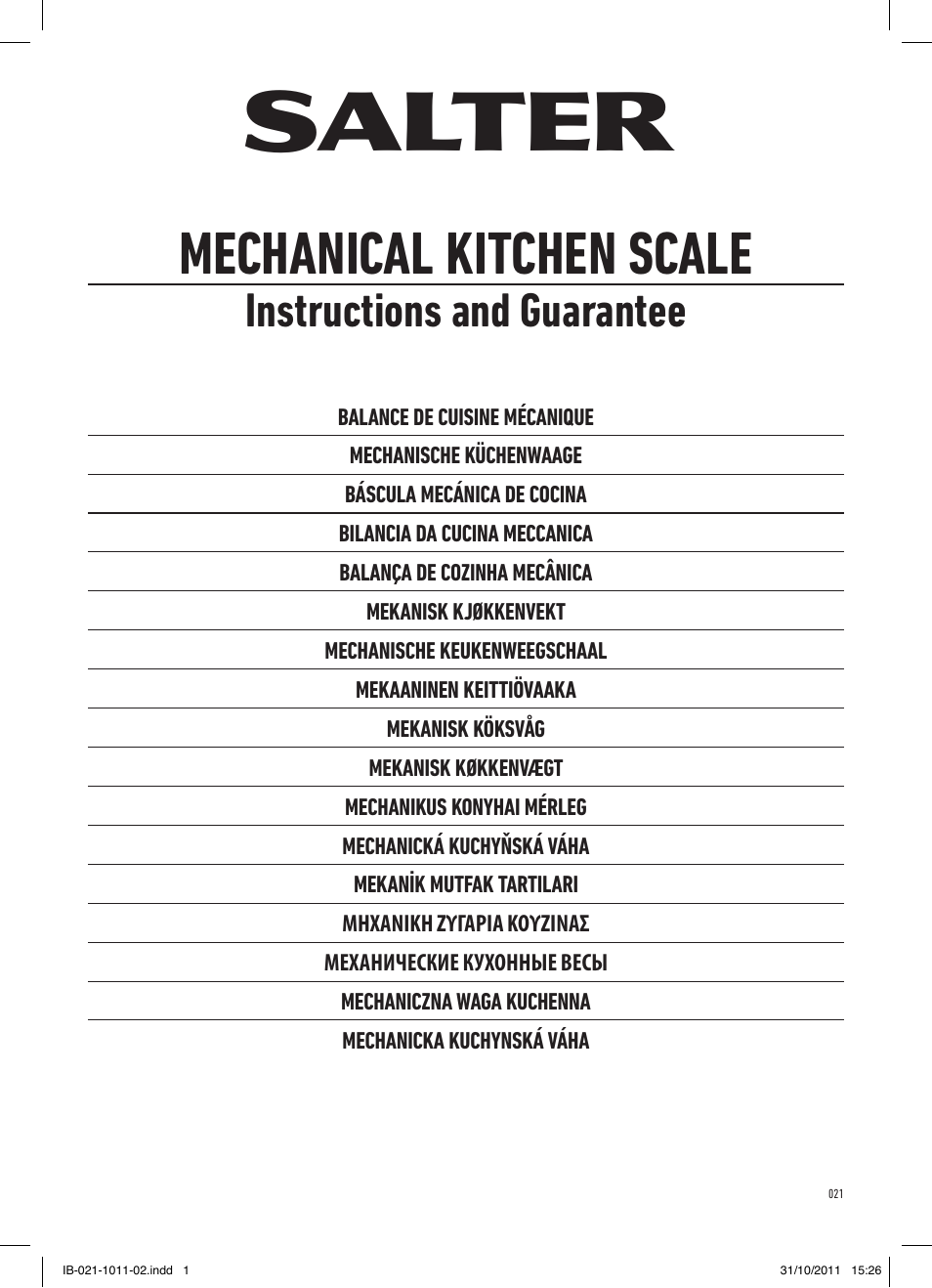 Salter 021 WHDR13 Diet Mechanical Kitchen Scale User Manual | 8 pages