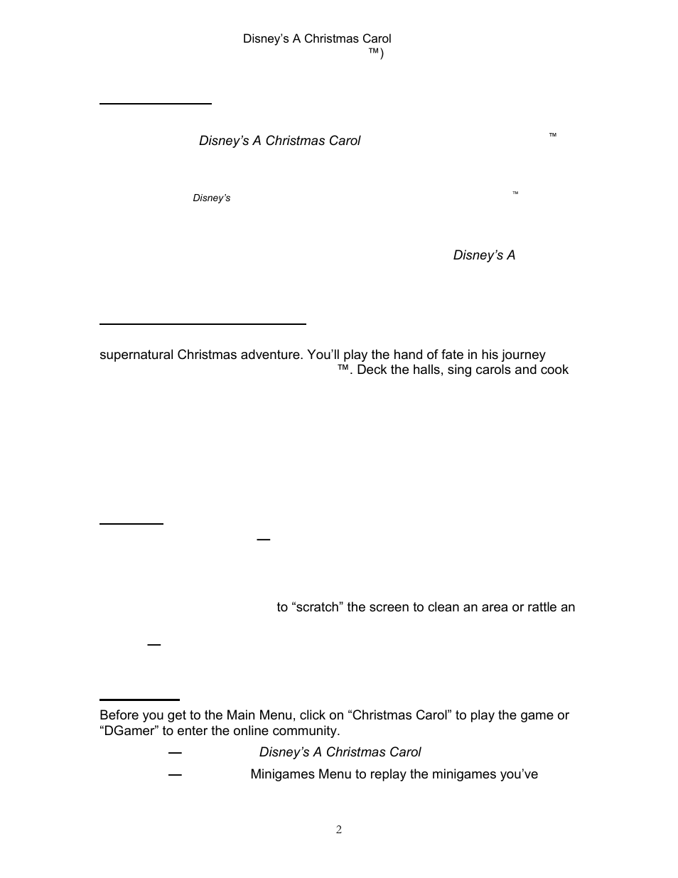 Disney Interactive Studios A Christmas Carol for Nintendo DS User Manual | Page 2 / 5