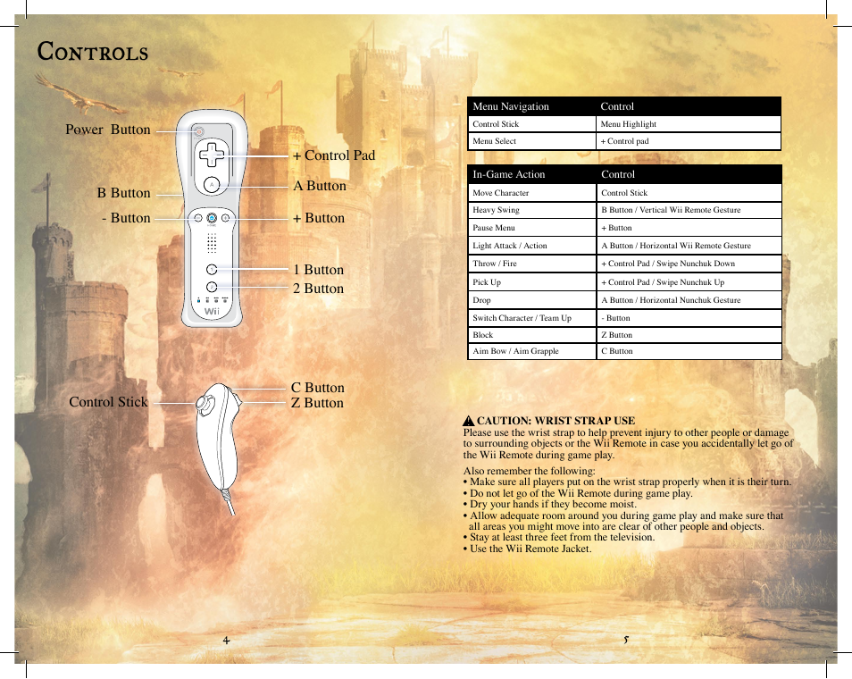 Controls | Disney Interactive Studios The Chronicles of Narnia: Prince Caspian User Manual | Page 4 / 7