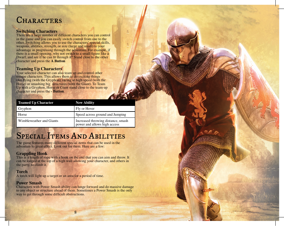 Characters, Special items and abilities | Disney Interactive Studios The Chronicles of Narnia: Prince Caspian User Manual | Page 6 / 7