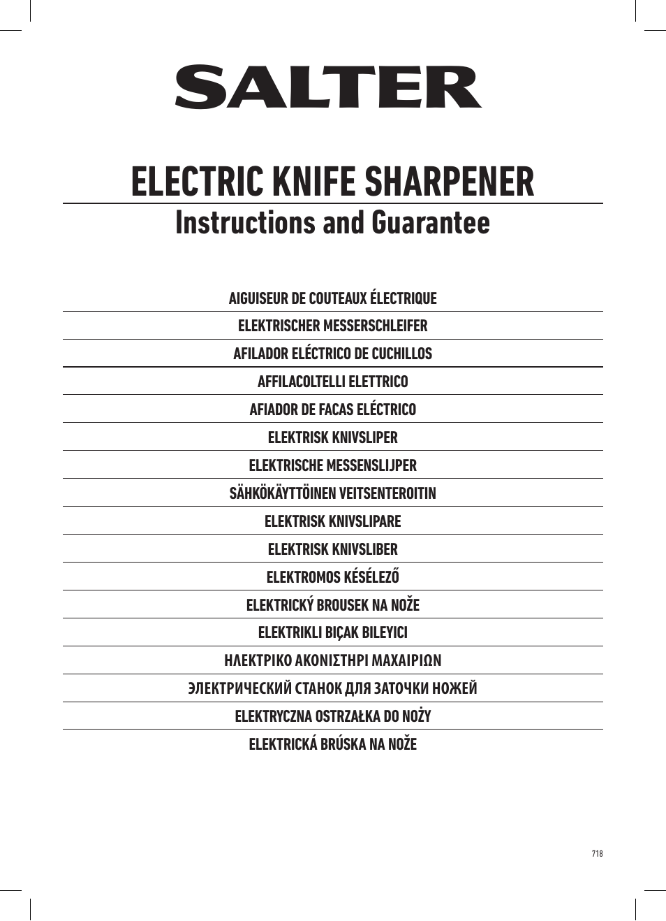 Salter 718A SSXR ProSharp Electric Knife Sharpener User Manual | 20 pages