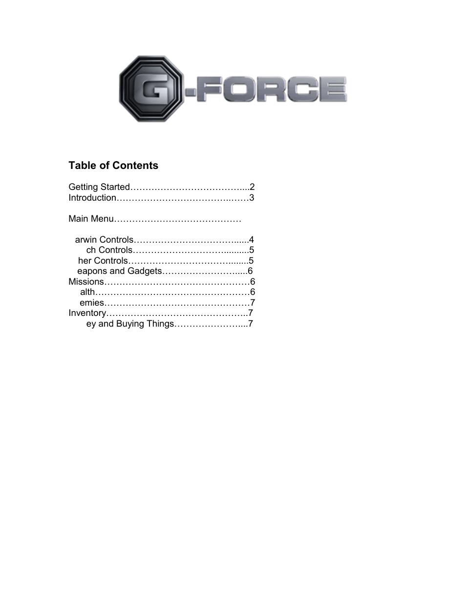 Disney Interactive Studios G-Force User Manual | 7 pages