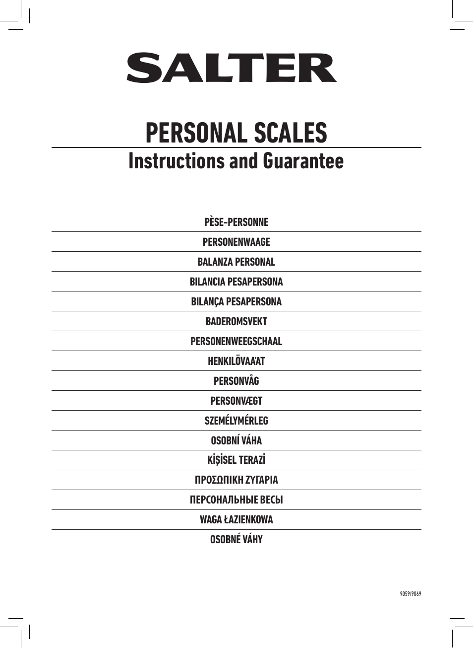 Salter 9069 XXXX Ultra Slim Glass Electronic Scale User Manual | 20 pages