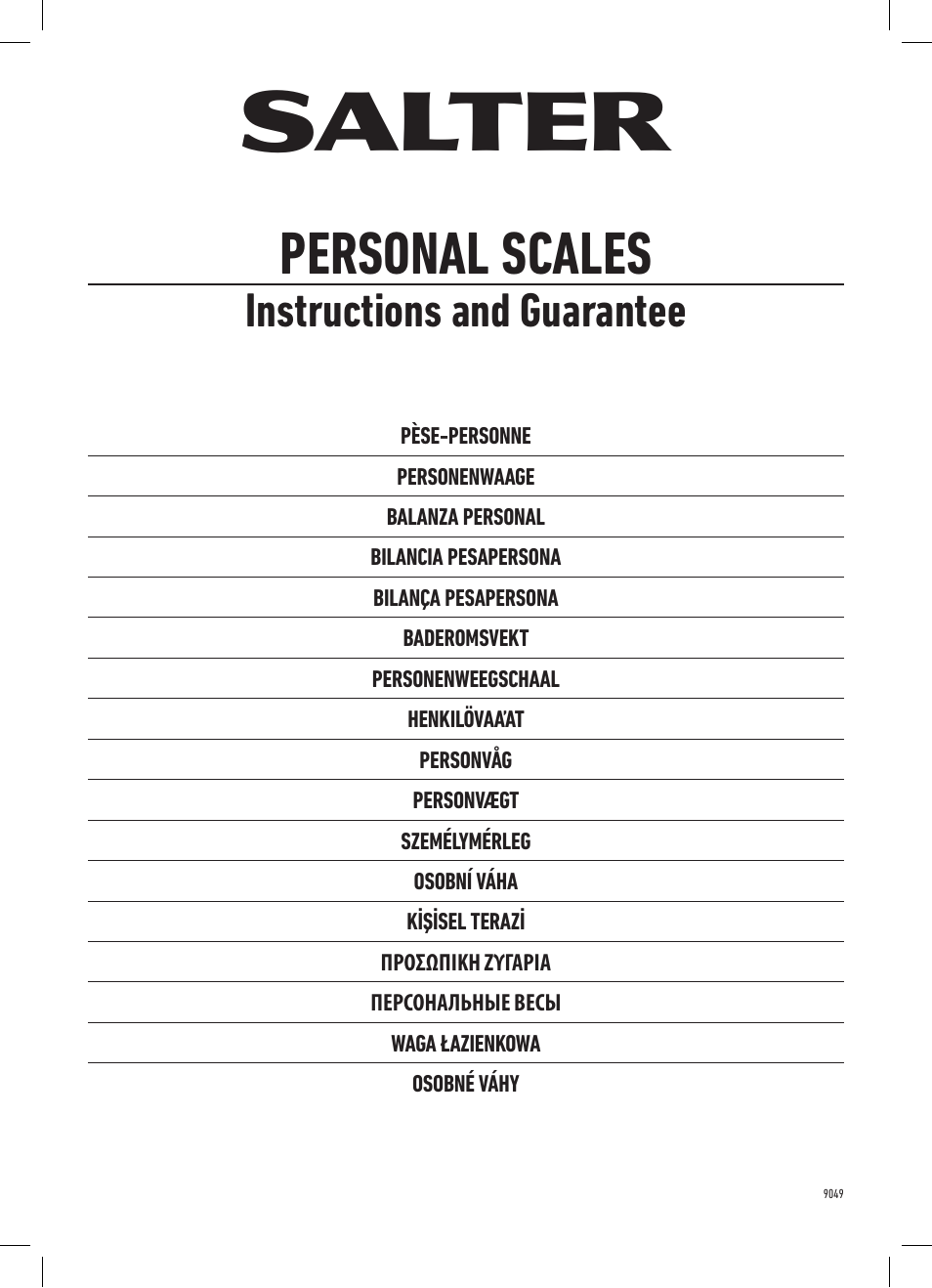 Salter 9049 BK3R Max Electronic Scale User Manual | 20 pages