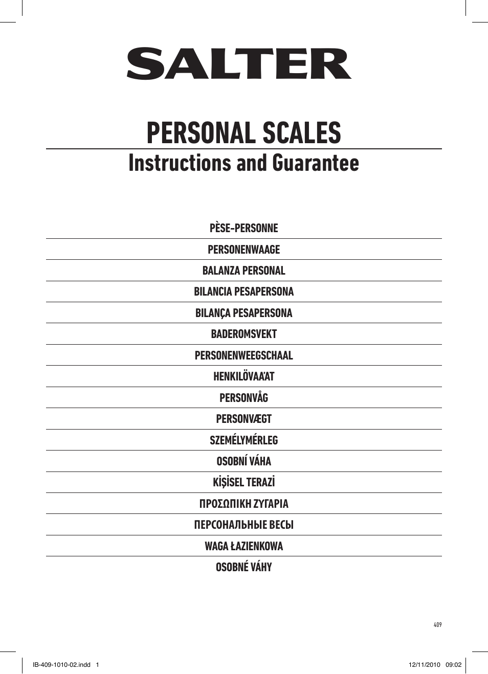 Salter 409 SVDR StowAWeigh Compact Mechanical Scale User Manual | 8 pages