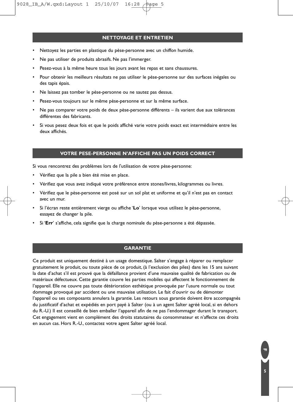 Salter 9028 SV3R09 Razor Electronic Bathroom Scale User Manual | Page 5 / 24