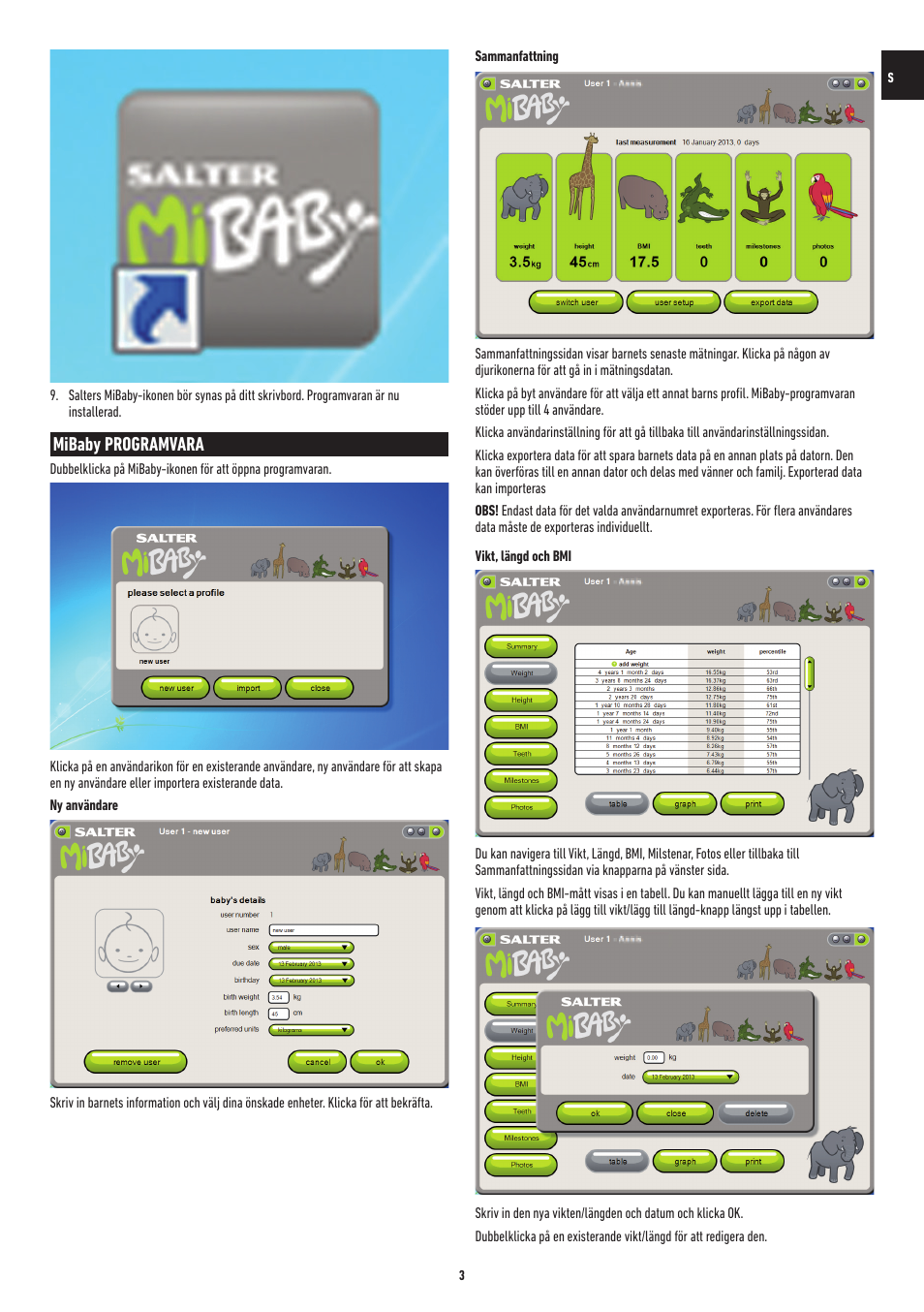 Mibaby programvara | Salter 9042 WH3R MiBaby Mother & Baby Electronic Scale User Manual | Page 115 / 126