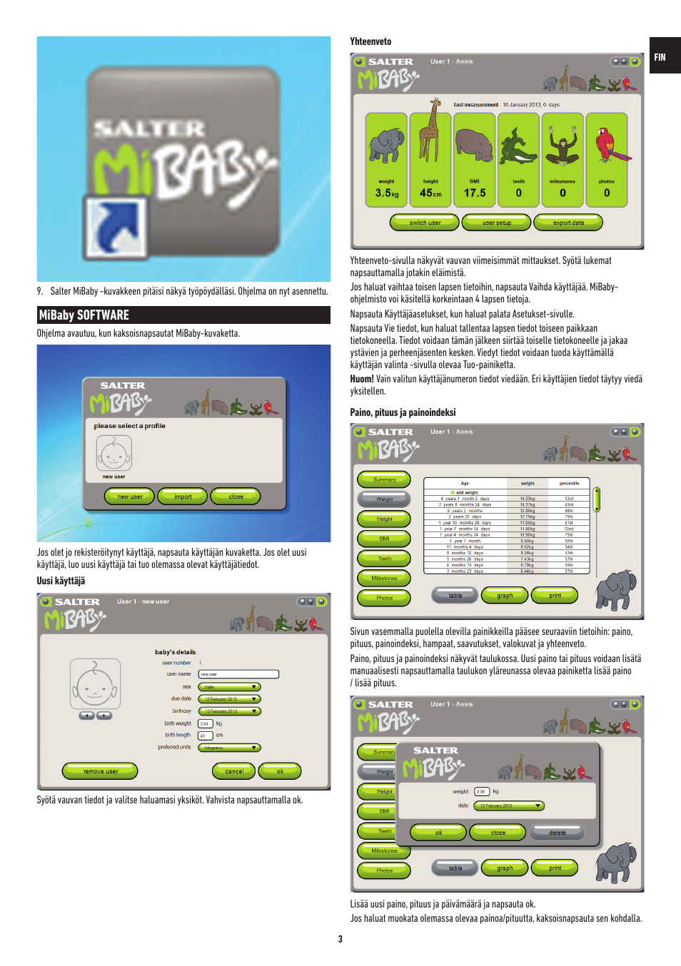 Mibaby software | Salter 9042 WH3R MiBaby Mother & Baby Electronic Scale User Manual | Page 45 / 126