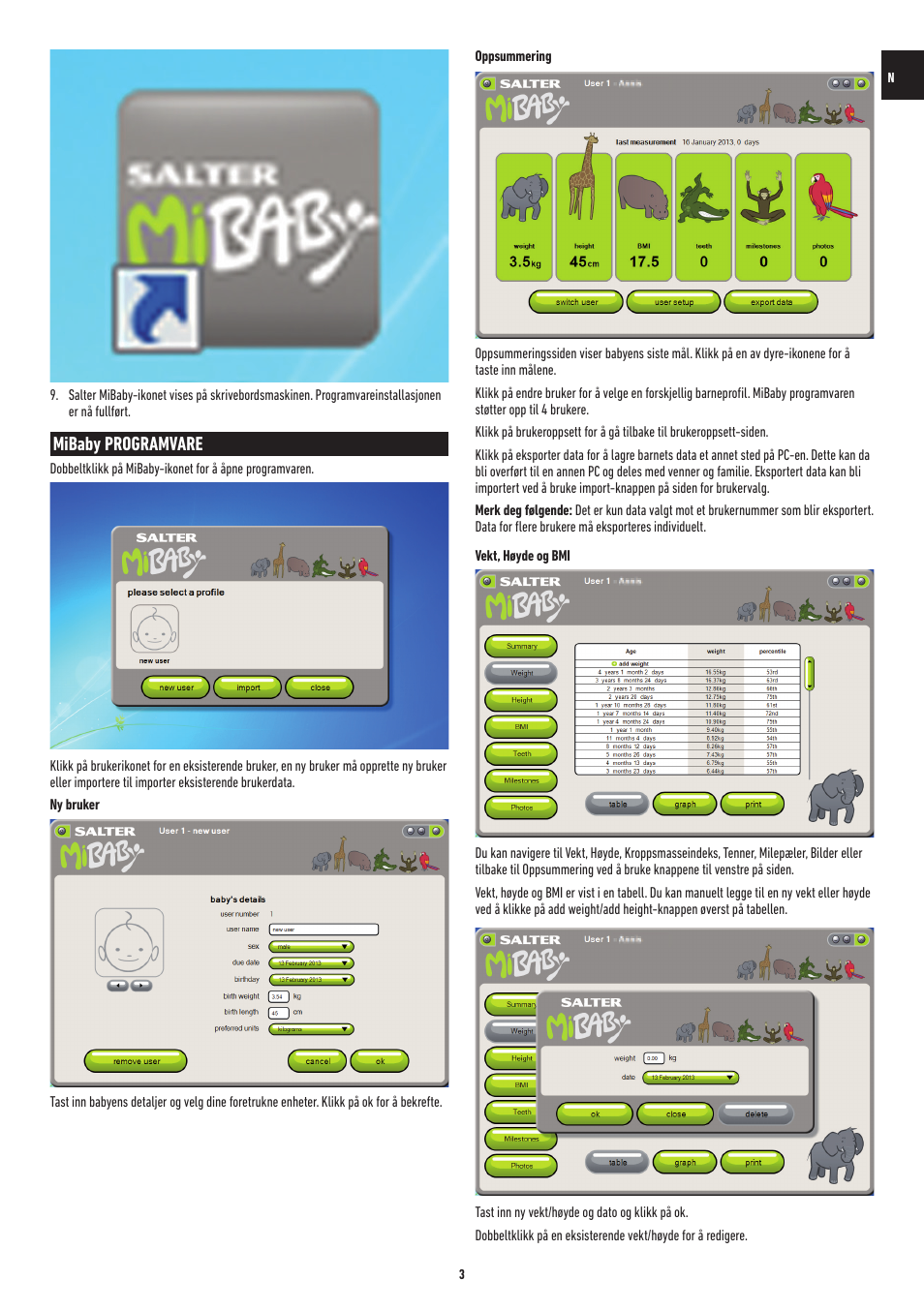 Mibaby programvare | Salter 9042 WH3R MiBaby Mother & Baby Electronic Scale User Manual | Page 80 / 126