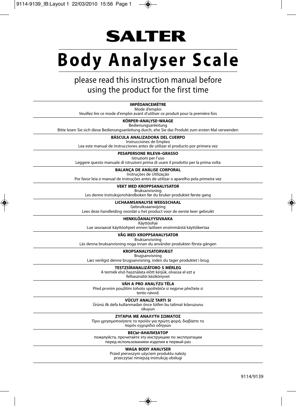Salter 9139 WH3R Compact Analyser Scale User Manual | 140 pages