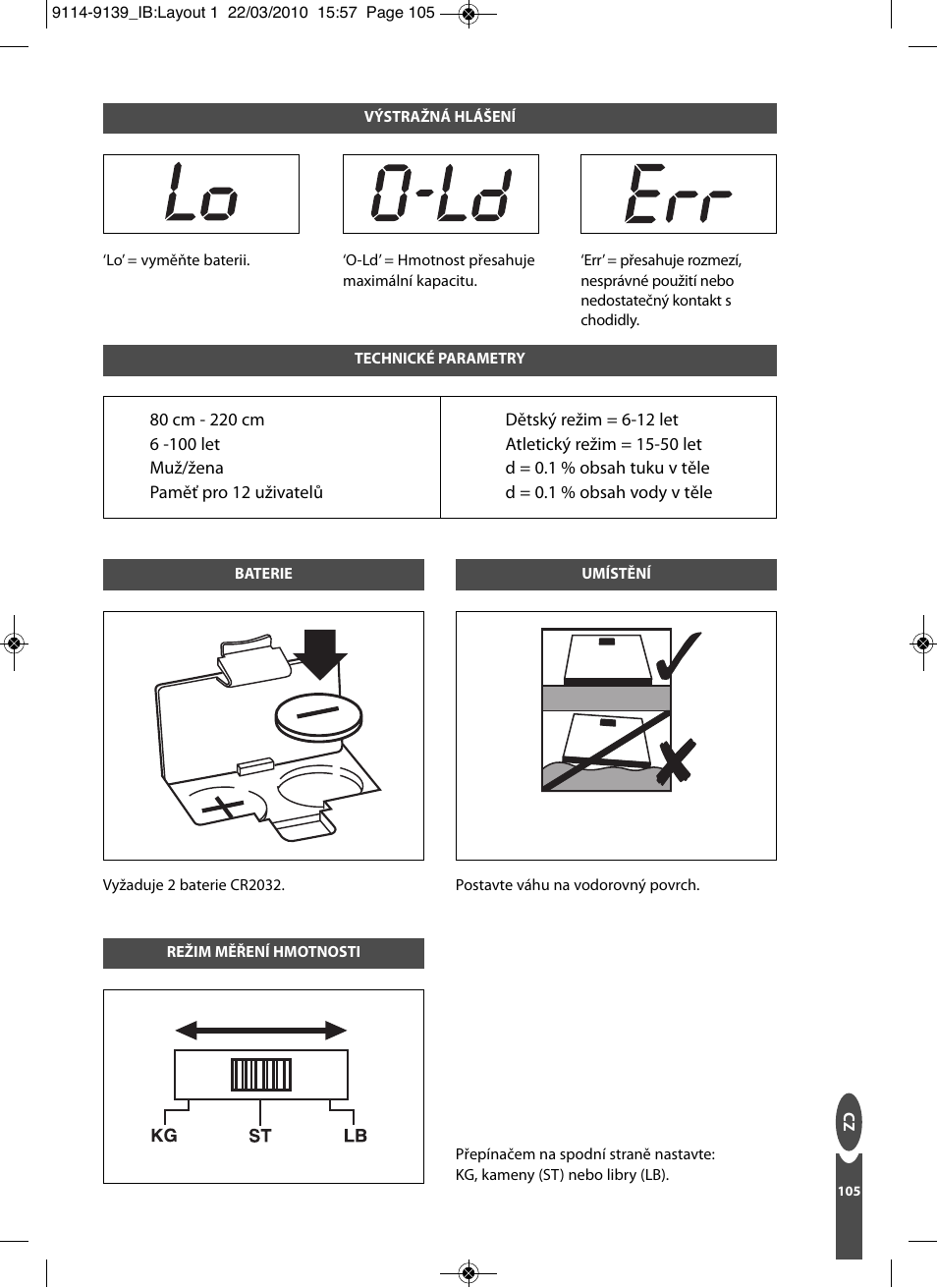 Salter 9139 WH3R Compact Analyser Scale User Manual | Page 105 / 140