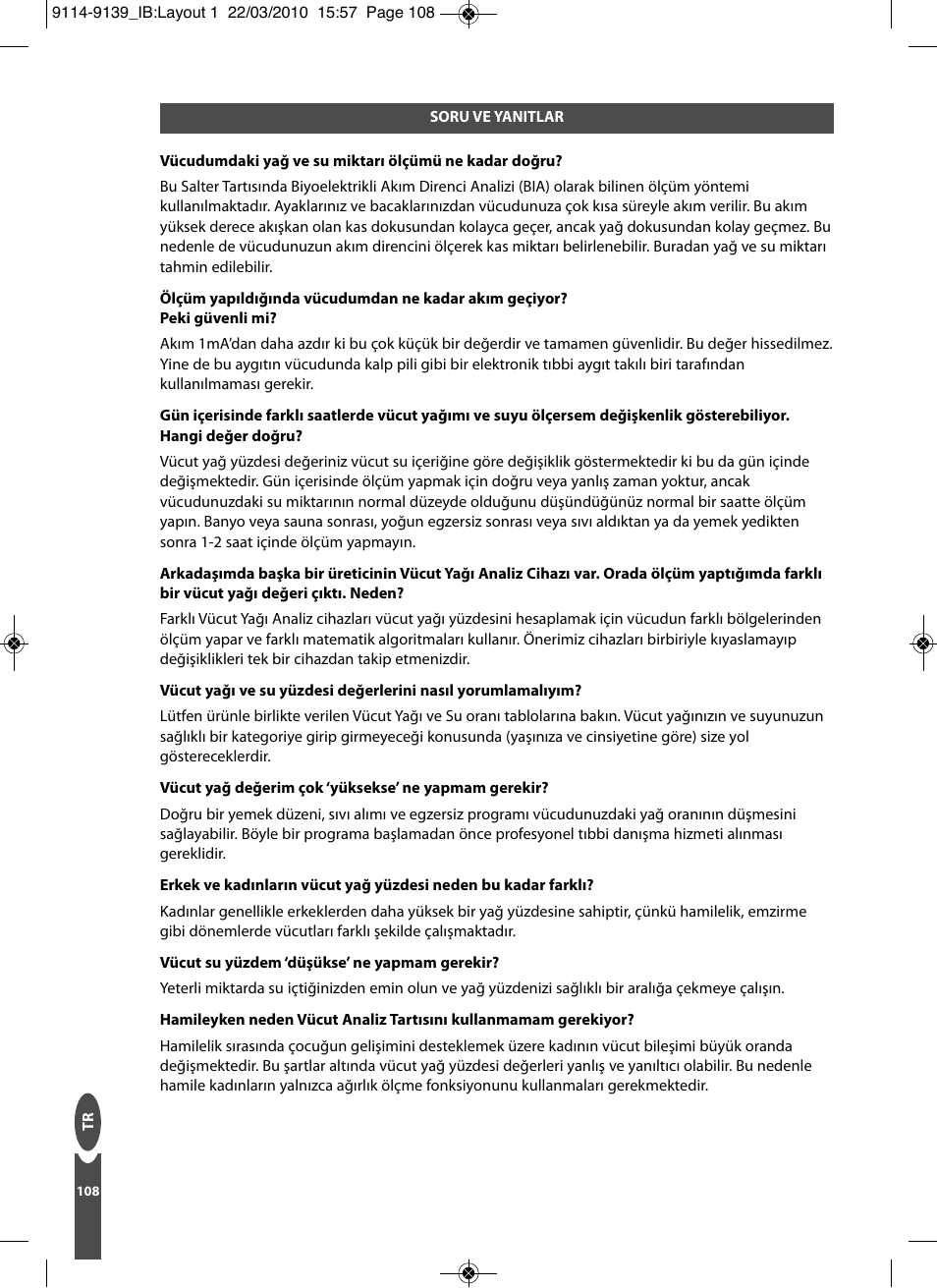 Salter 9139 WH3R Compact Analyser Scale User Manual | Page 108 / 140