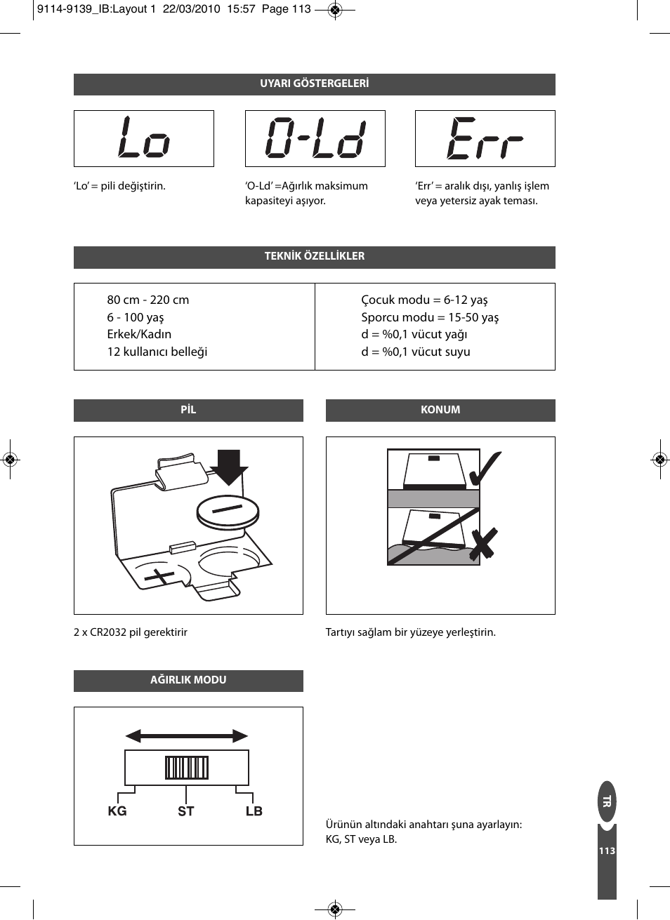 Salter 9139 WH3R Compact Analyser Scale User Manual | Page 113 / 140