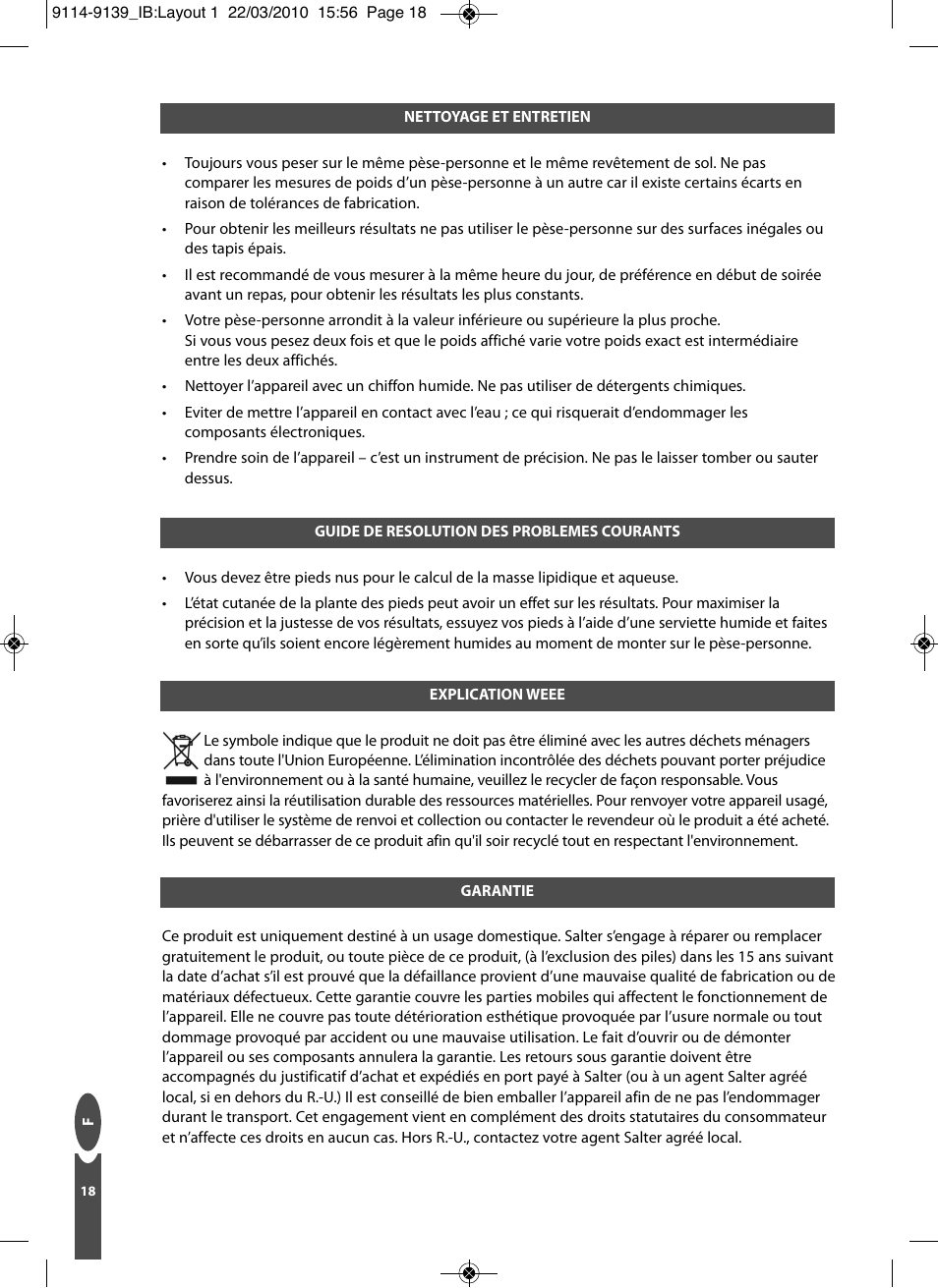 Salter 9139 WH3R Compact Analyser Scale User Manual | Page 18 / 140