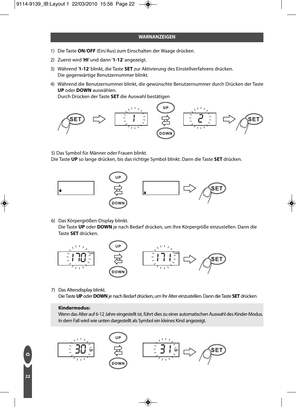 Salter 9139 WH3R Compact Analyser Scale User Manual | Page 22 / 140