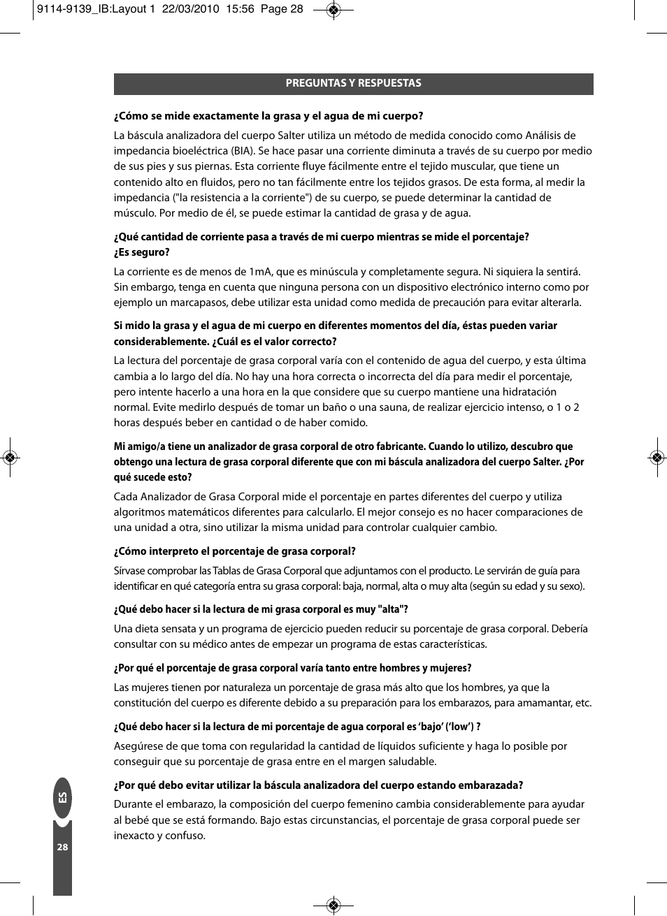 Salter 9139 WH3R Compact Analyser Scale User Manual | Page 28 / 140