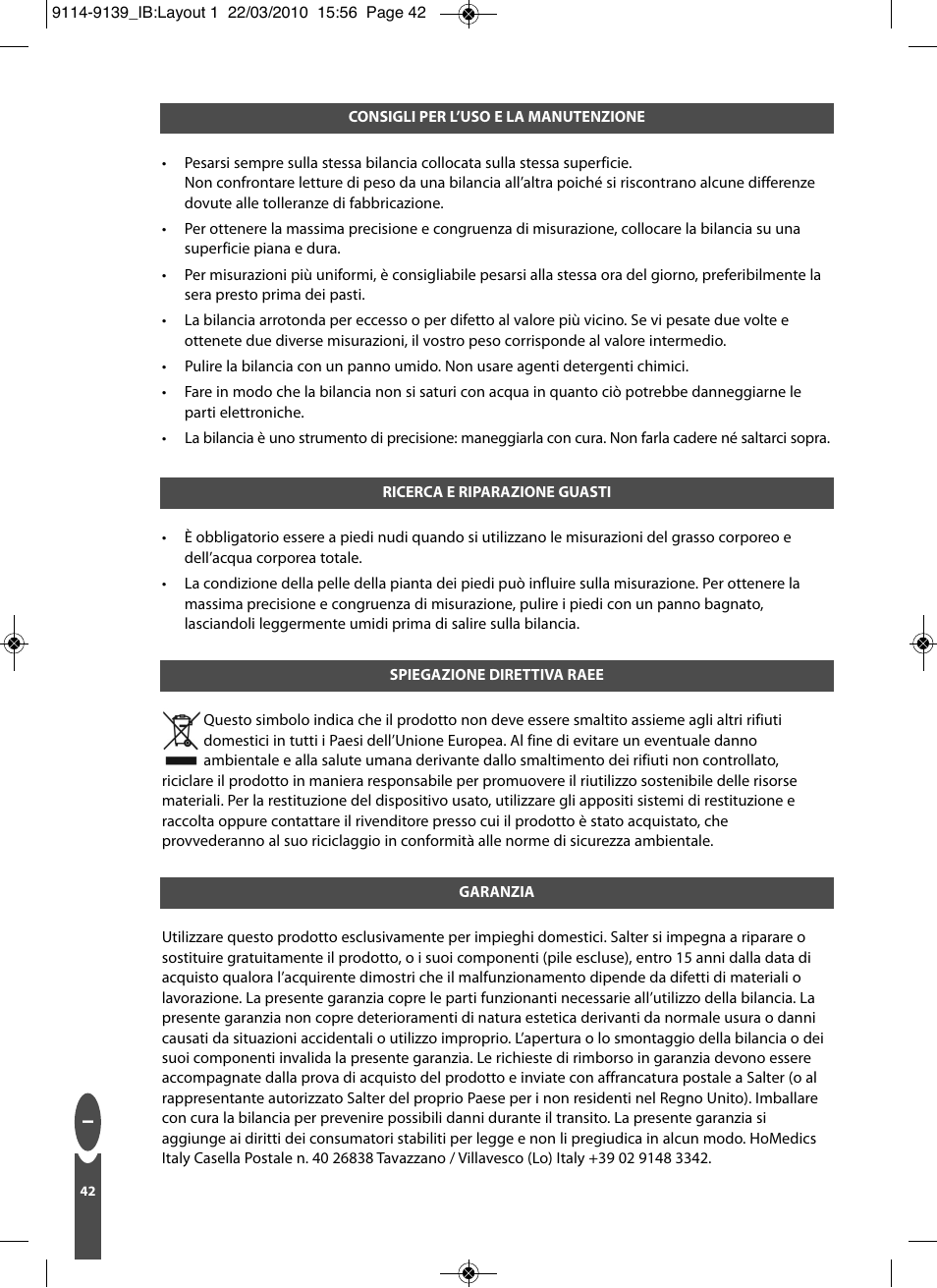 Salter 9139 WH3R Compact Analyser Scale User Manual | Page 42 / 140