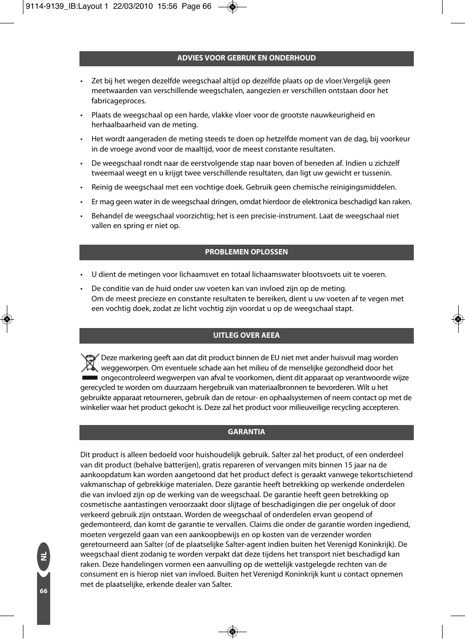 Salter 9139 WH3R Compact Analyser Scale User Manual | Page 66 / 140