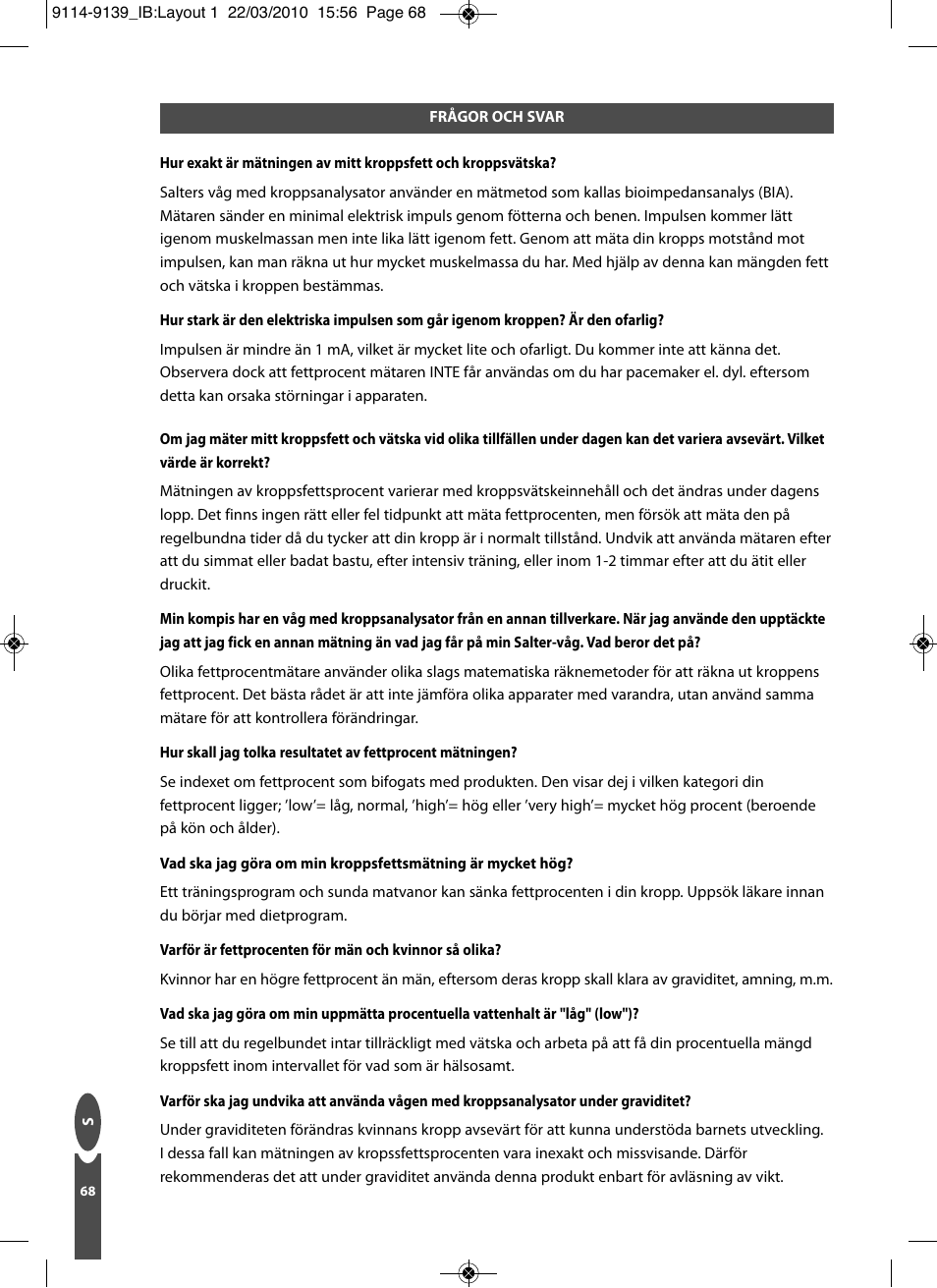 Salter 9139 WH3R Compact Analyser Scale User Manual | Page 68 / 140