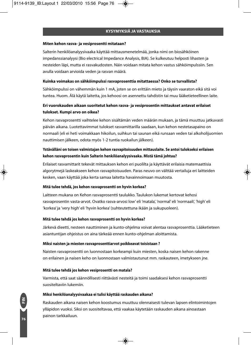 Salter 9139 WH3R Compact Analyser Scale User Manual | Page 76 / 140