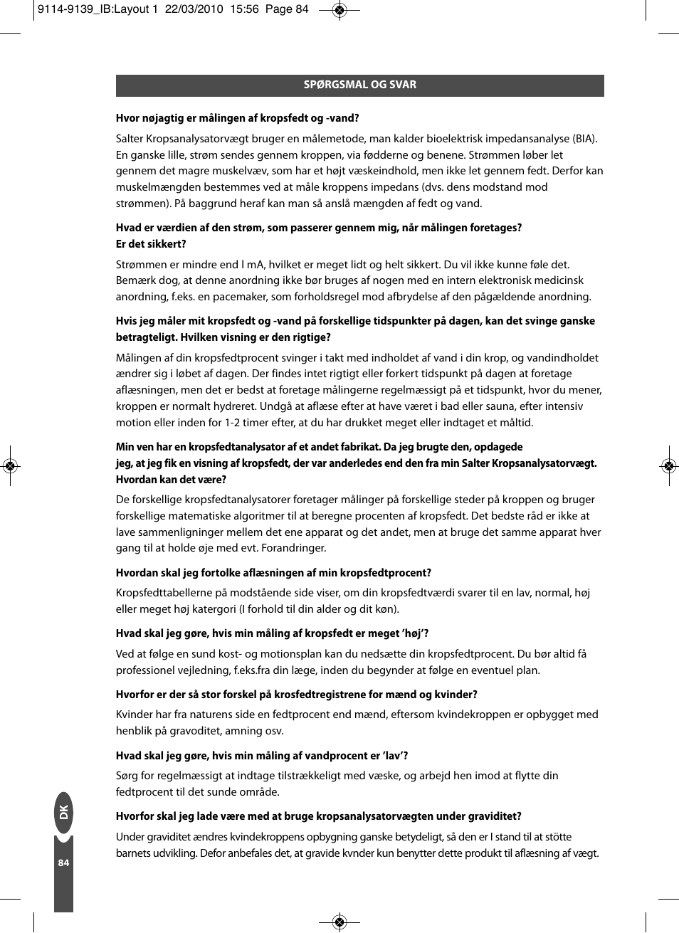 Salter 9139 WH3R Compact Analyser Scale User Manual | Page 84 / 140