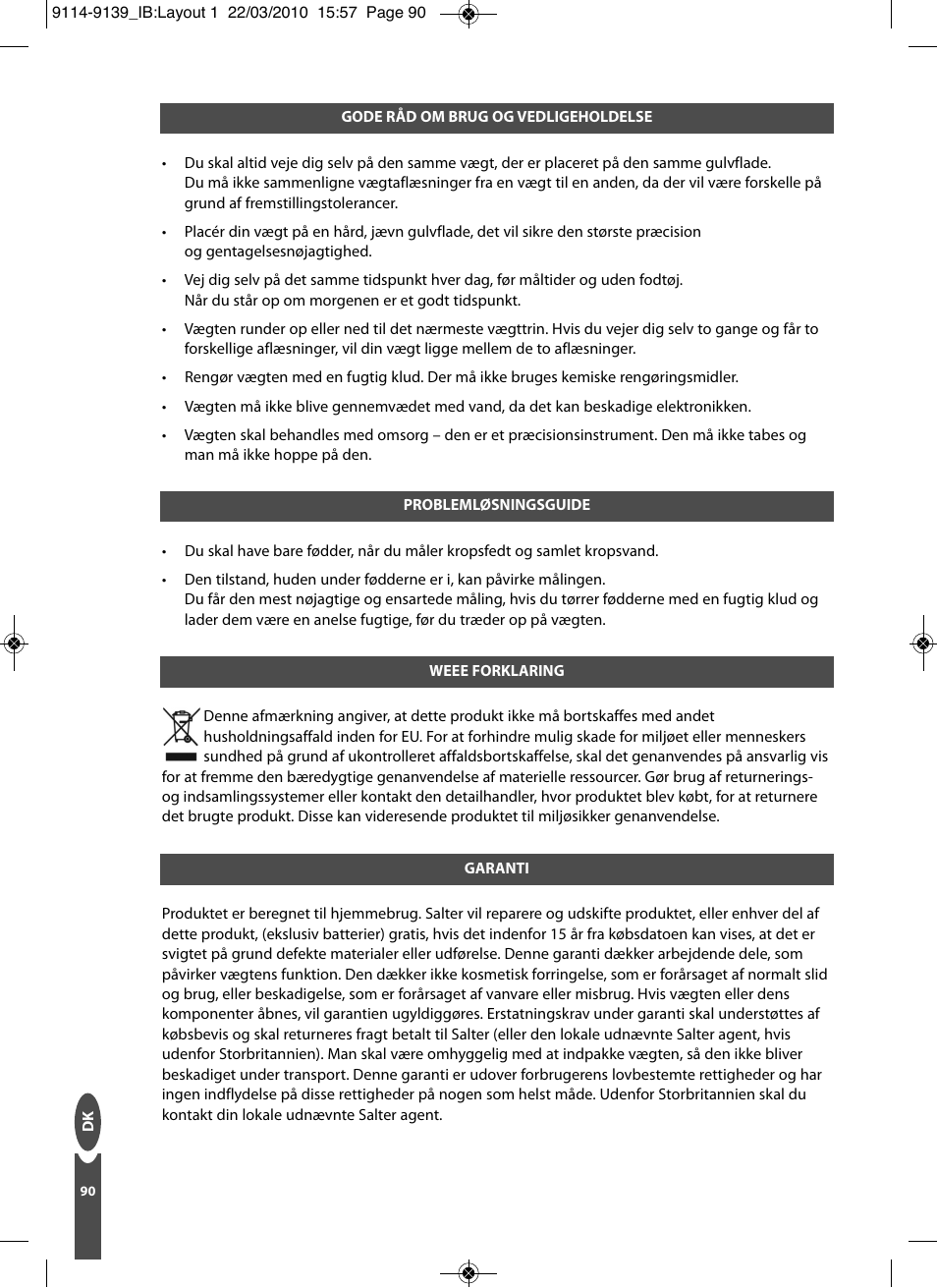 Salter 9139 WH3R Compact Analyser Scale User Manual | Page 90 / 140
