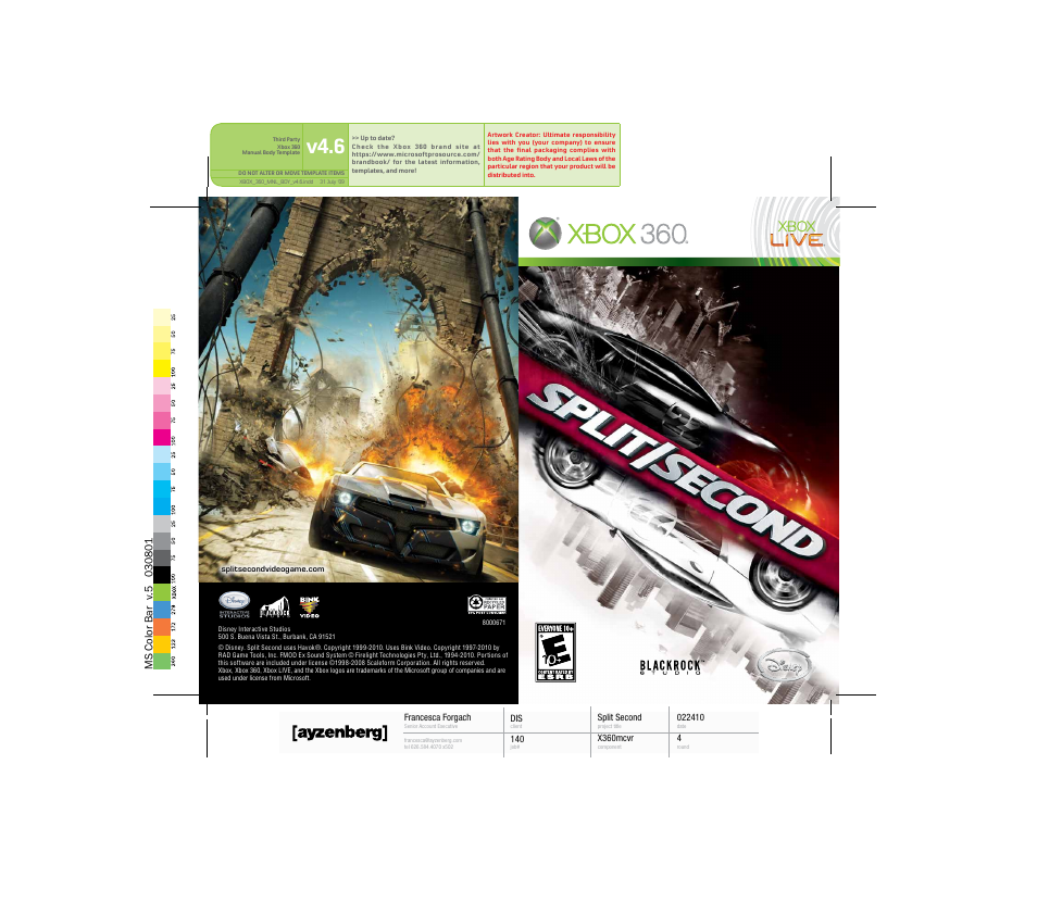 Disney Interactive Studios Split/Second for Xbox 360 User Manual | 5 pages