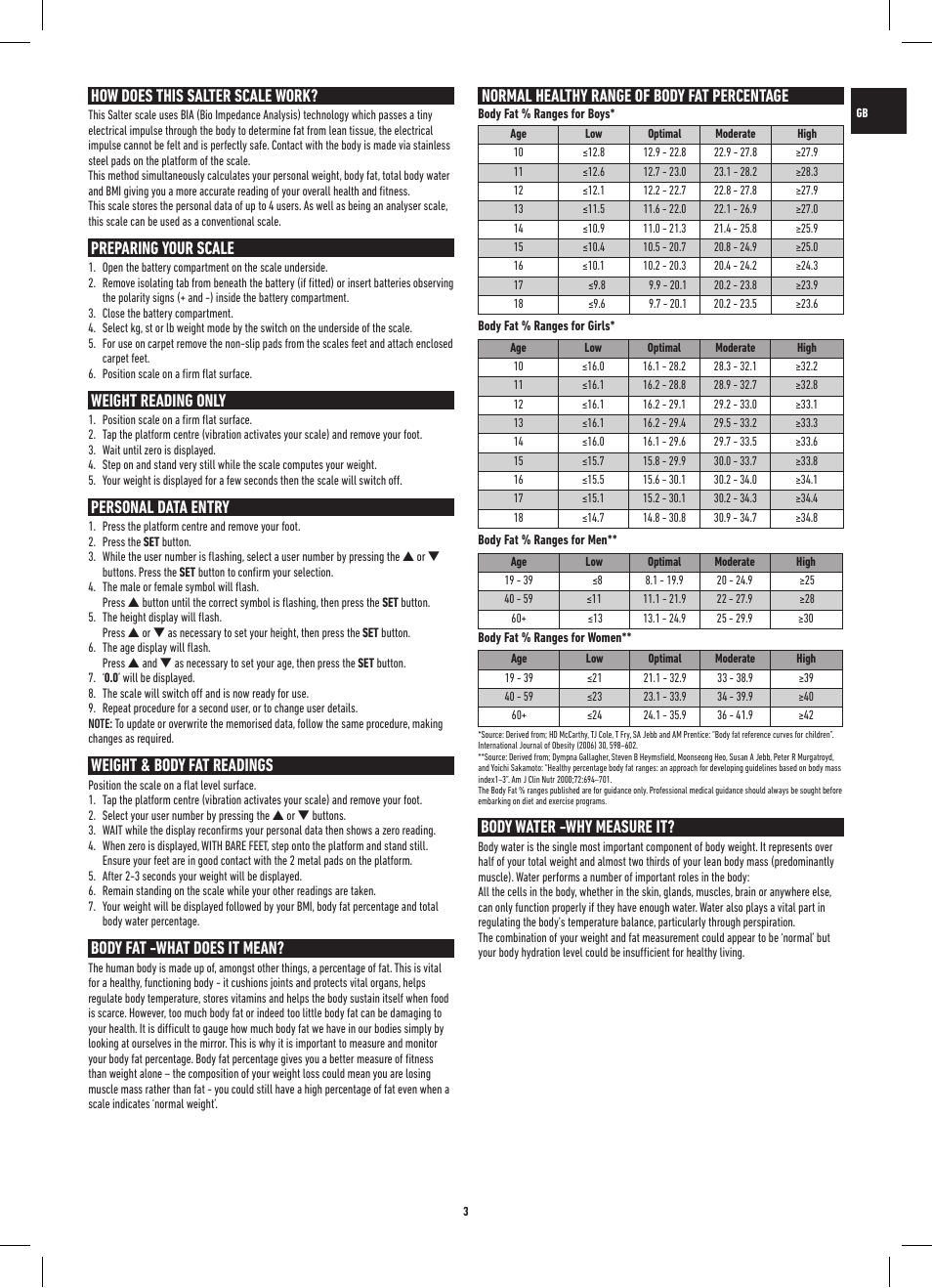 How does this salter scale work, Preparing your scale, Weight reading only | Personal data entry, Weight & body fat readings, Body fat -what does it mean, Normal healthy range of body fat percentage, Body water -why measure it | Salter 9141 WH3R UST Glass Analyser Scale User Manual | Page 3 / 60