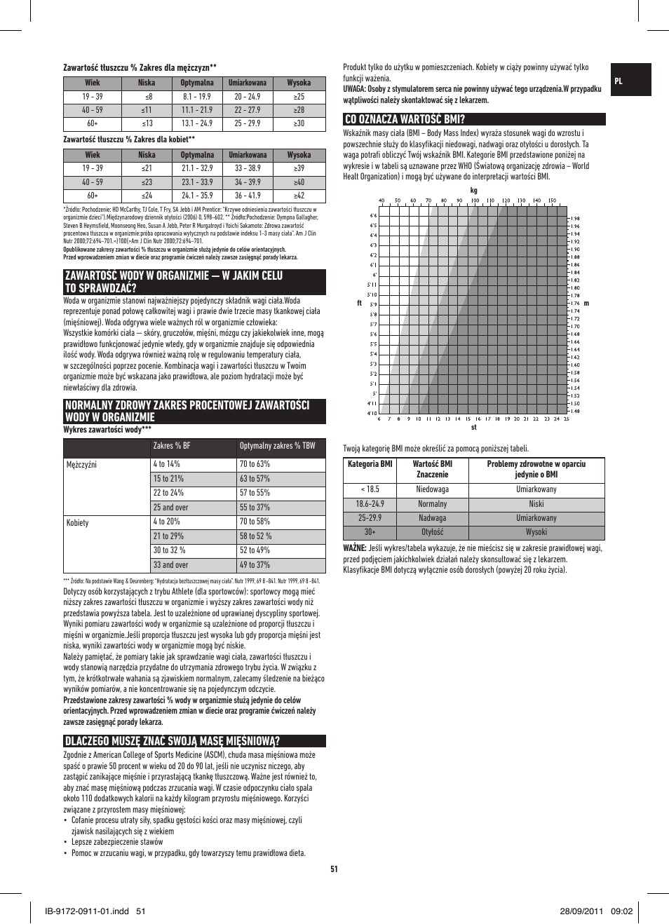 Dlaczego muszę znać swoją masę mięśniową, Co oznacza wartość bmi | Salter 9172 BK3R EasyView Analyser Scale User Manual | Page 51 / 56