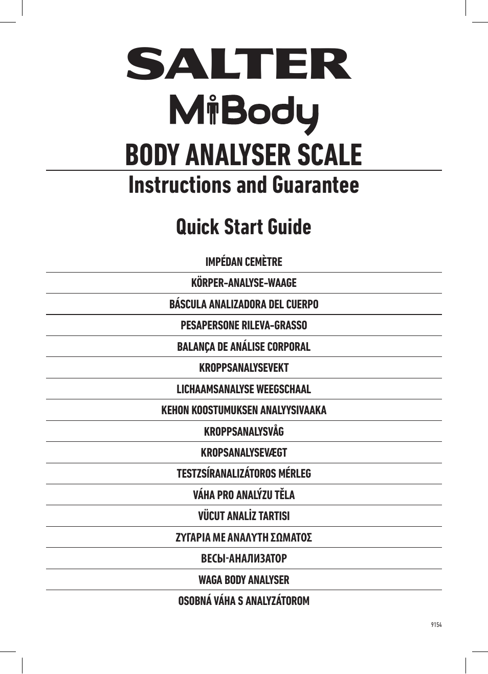 Salter 9154 BK3R MiBody Bluetooth Analyser Scale User Manual | 56 pages