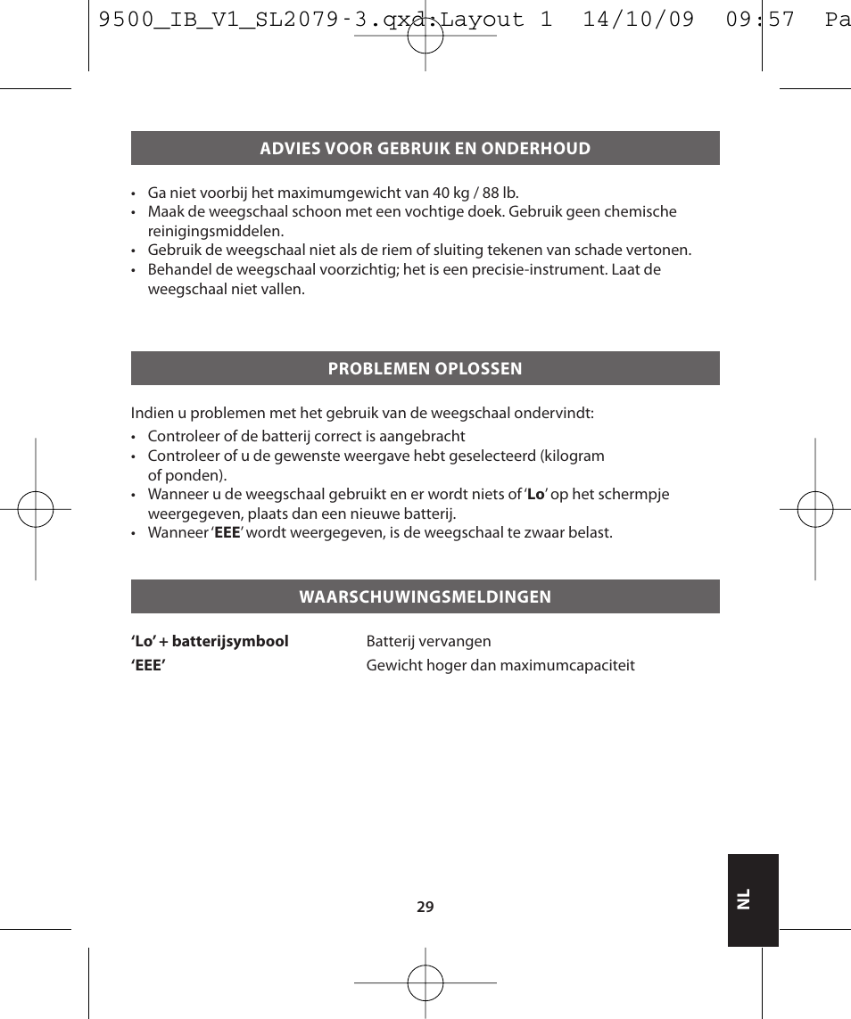 Salter 9500 BKDCTM Luggage Scale User Manual | Page 29 / 79