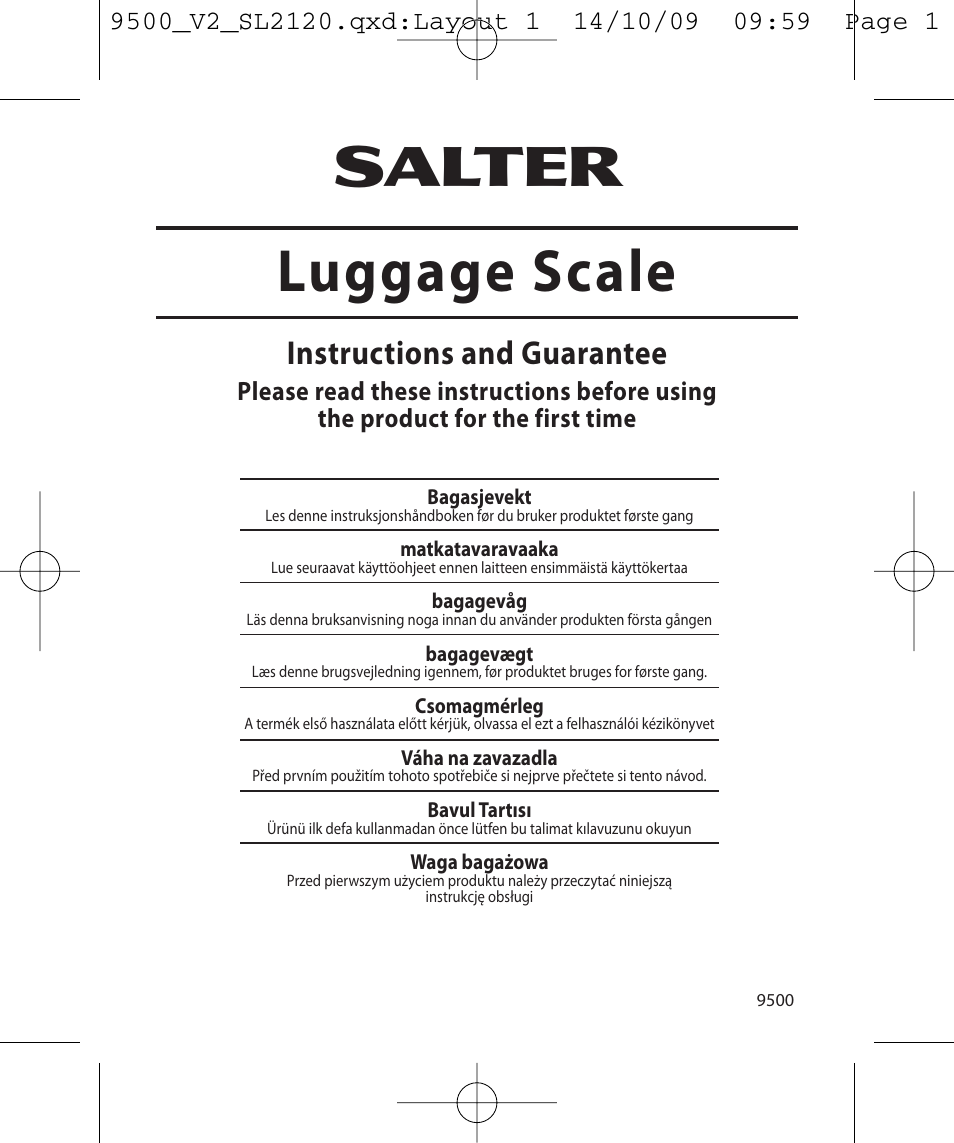 Luggage scale, Instructions and guarantee | Salter 9500 BKDCTM Luggage Scale User Manual | Page 40 / 79