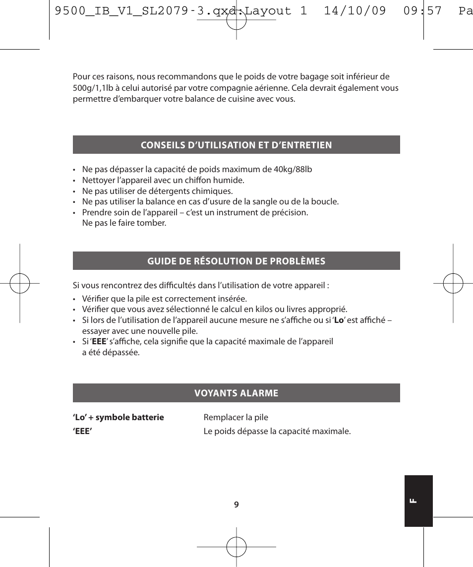 Salter 9500 BKDCTM Luggage Scale User Manual | Page 9 / 79