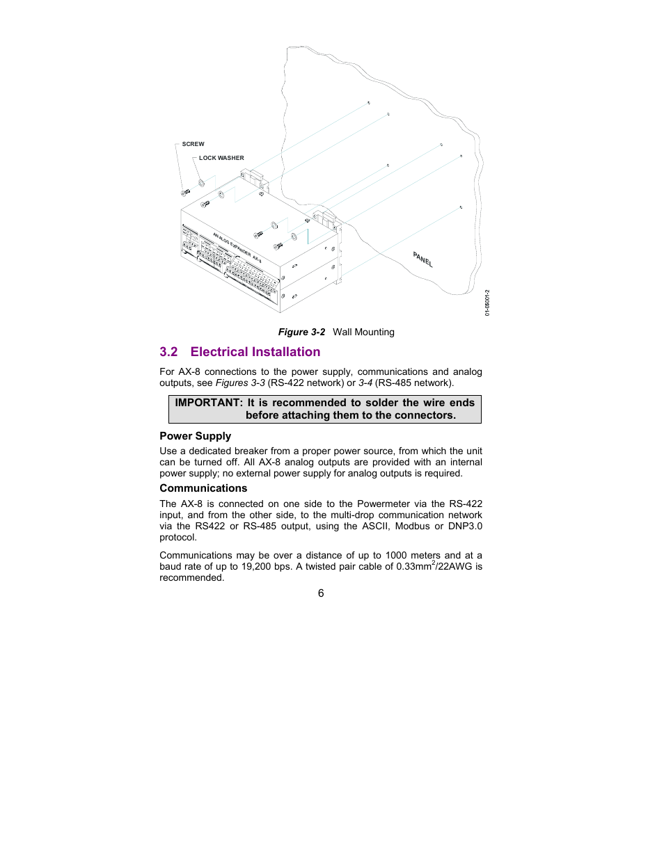 Electrical installation, 2 electrical installation, Communications | SATEC AX-8 User Manual | Page 9 / 15