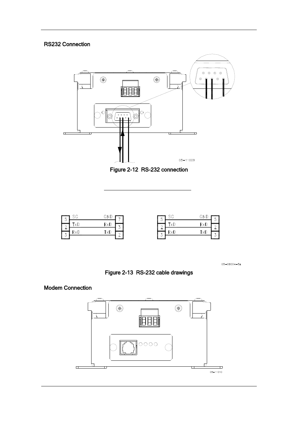 Rs232 connection, Modem connection | SATEC BFM136 User Manual | Page 18 / 70