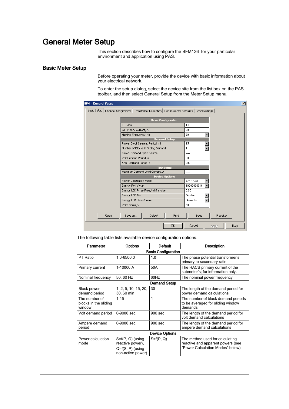 General meter setup, Basic meter setup | SATEC BFM136 User Manual | Page 43 / 70