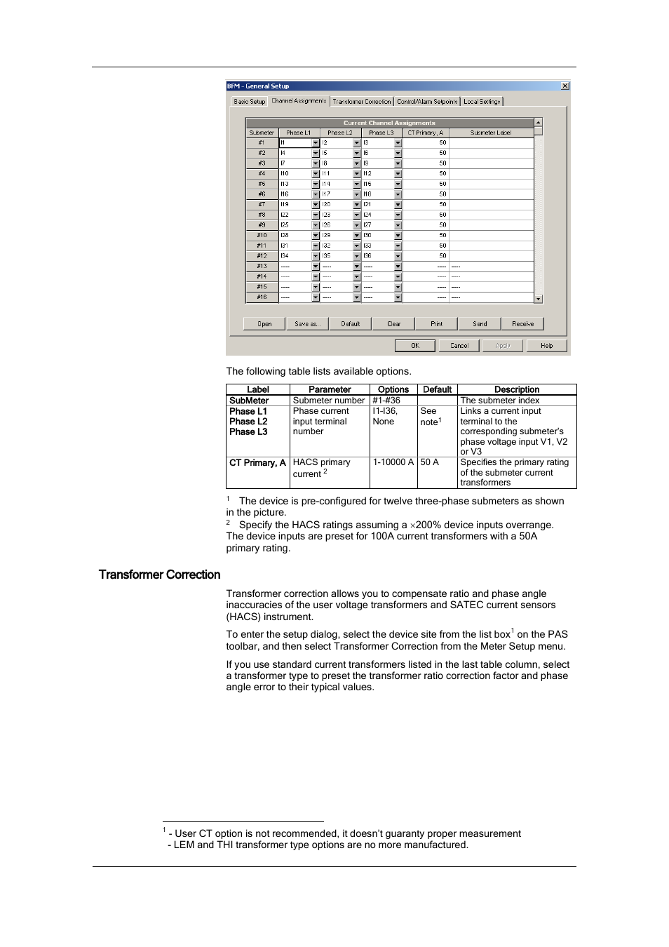 Transformer correction | SATEC BFM136 User Manual | Page 45 / 70