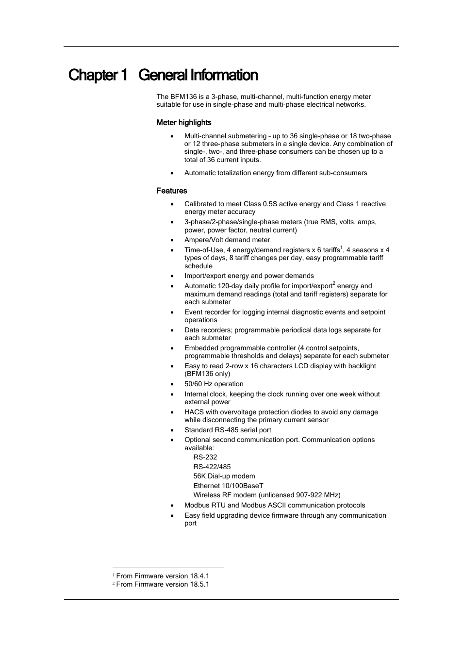 Chapter 1 general information | SATEC BFM136 User Manual | Page 7 / 70