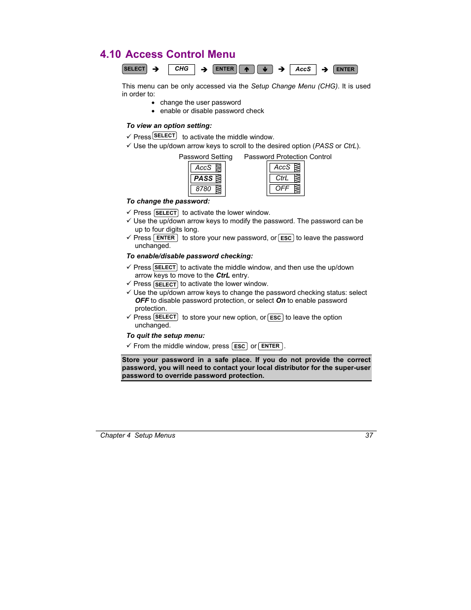 Access control menu, 10 access control menu | SATEC C191HM User Manual | Page 46 / 63