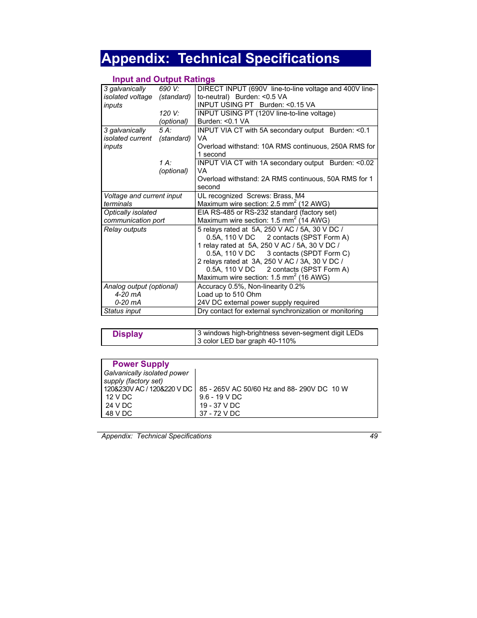 Ions, Appendix: technical specifications | SATEC C191HM User Manual | Page 58 / 63